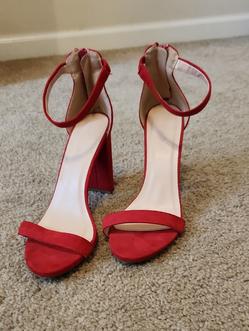 Charlotte Russe Red Ankle Strap Block Heels - 8